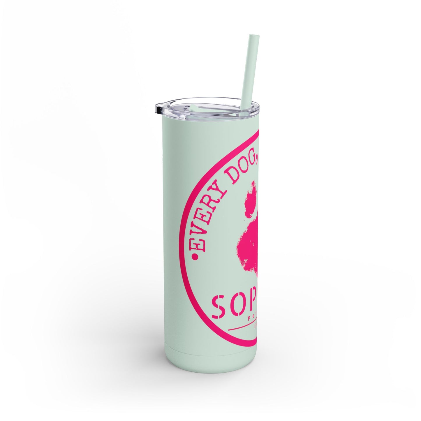 Personalized Pet Lover Tumbler – Custom Matte 20oz Drink Cup with Paw Print Design