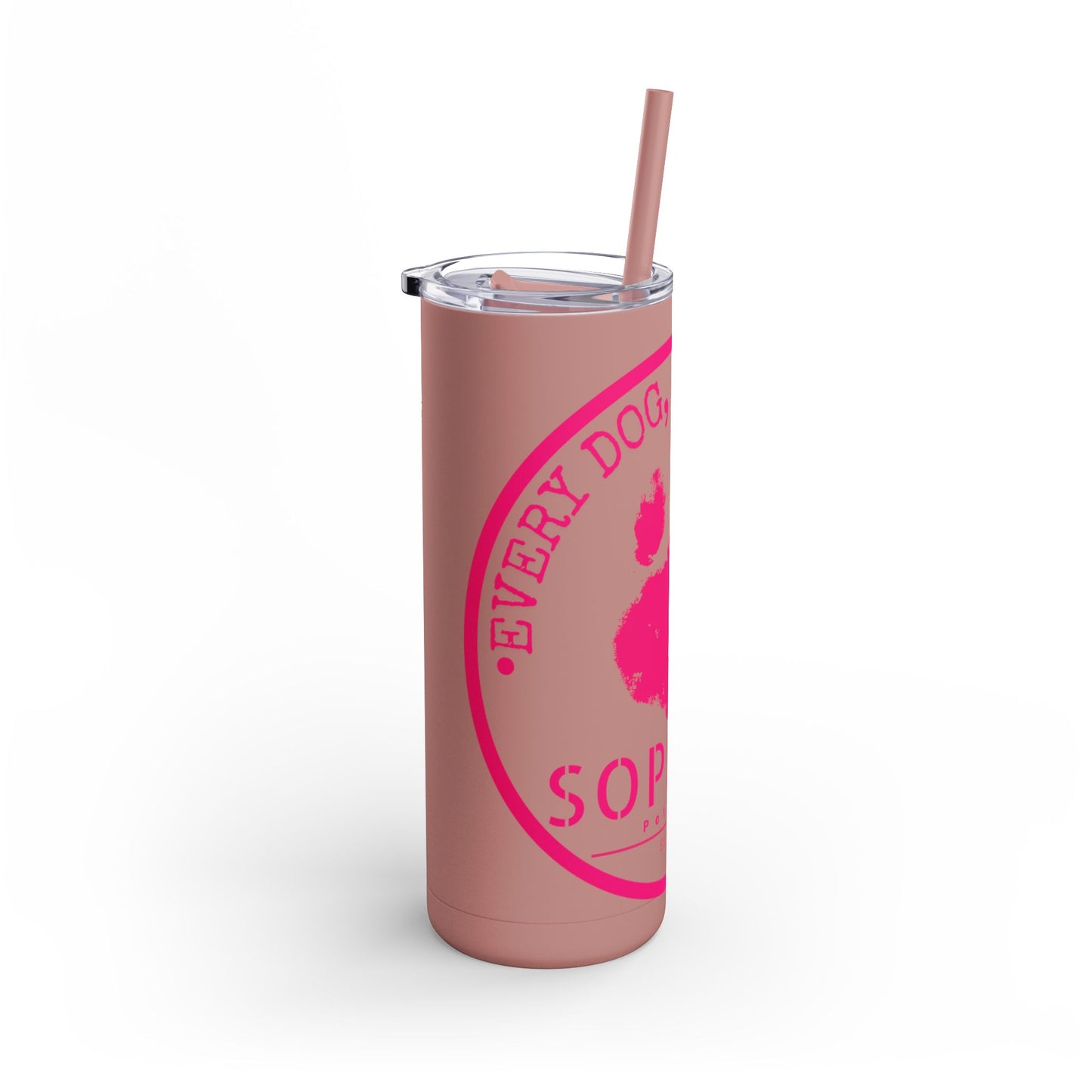 Personalized Pet Lover Tumbler – Custom Matte 20oz Drink Cup with Paw Print Design