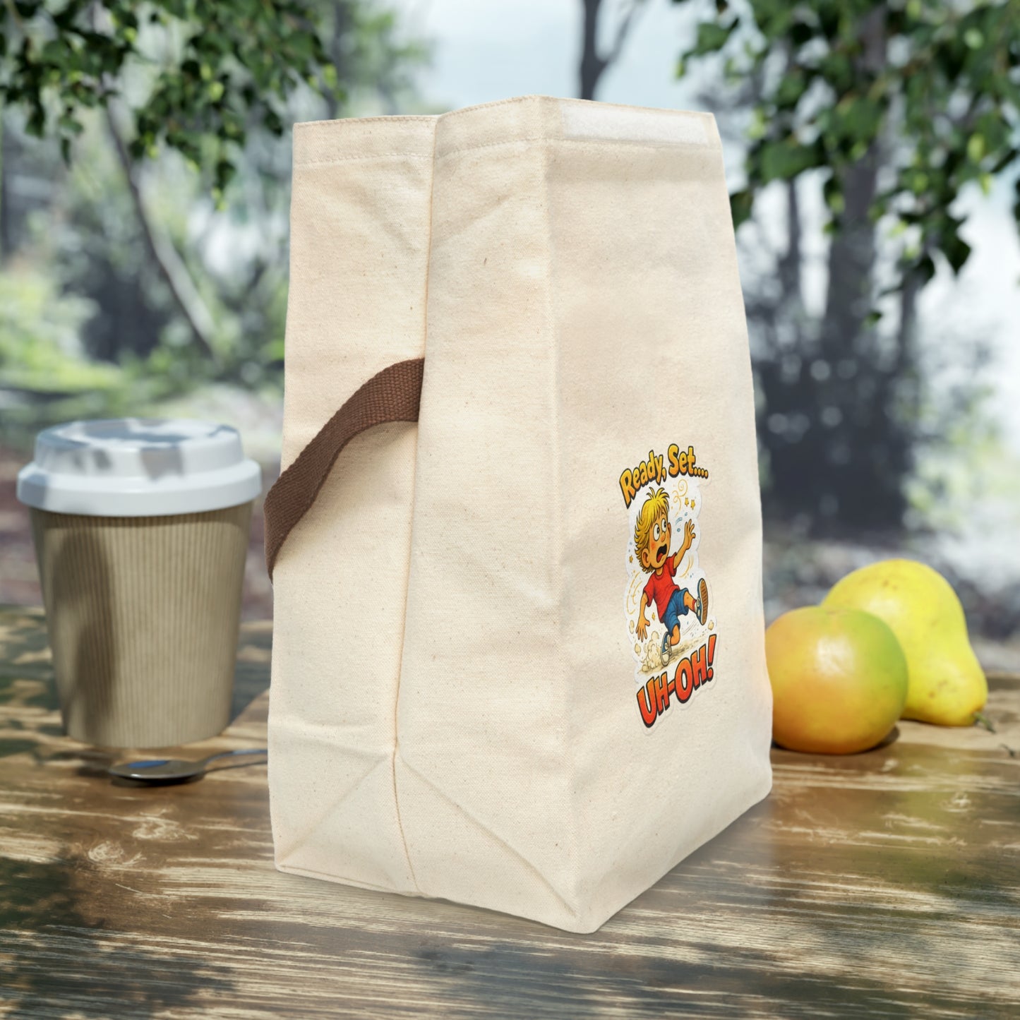 Ready, Set... Uh-Oh! Canvas Lunch Bag with Strap