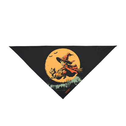 Dog Bandana - Halloween Flying Witch Design