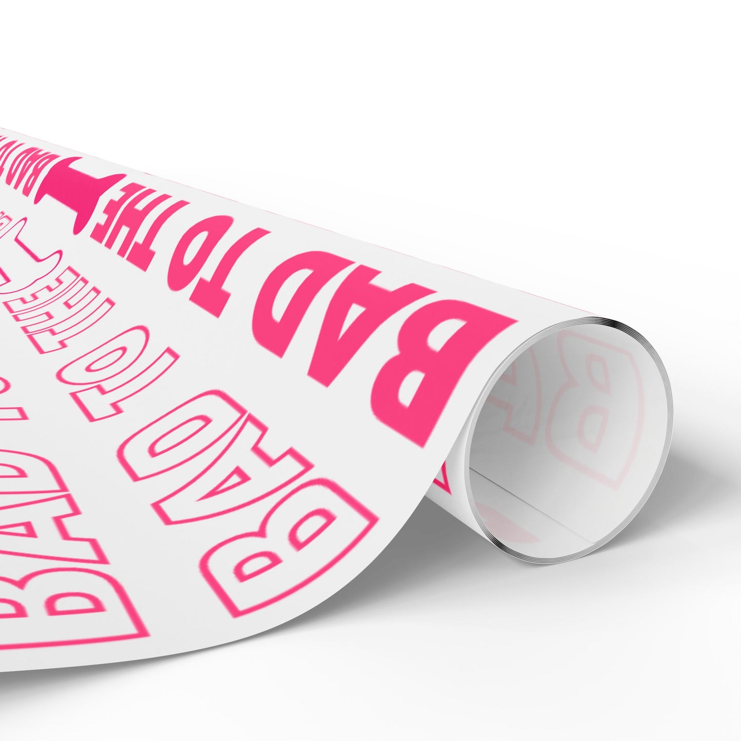 Wrapping Paper - Bad to the Bone Pink on White