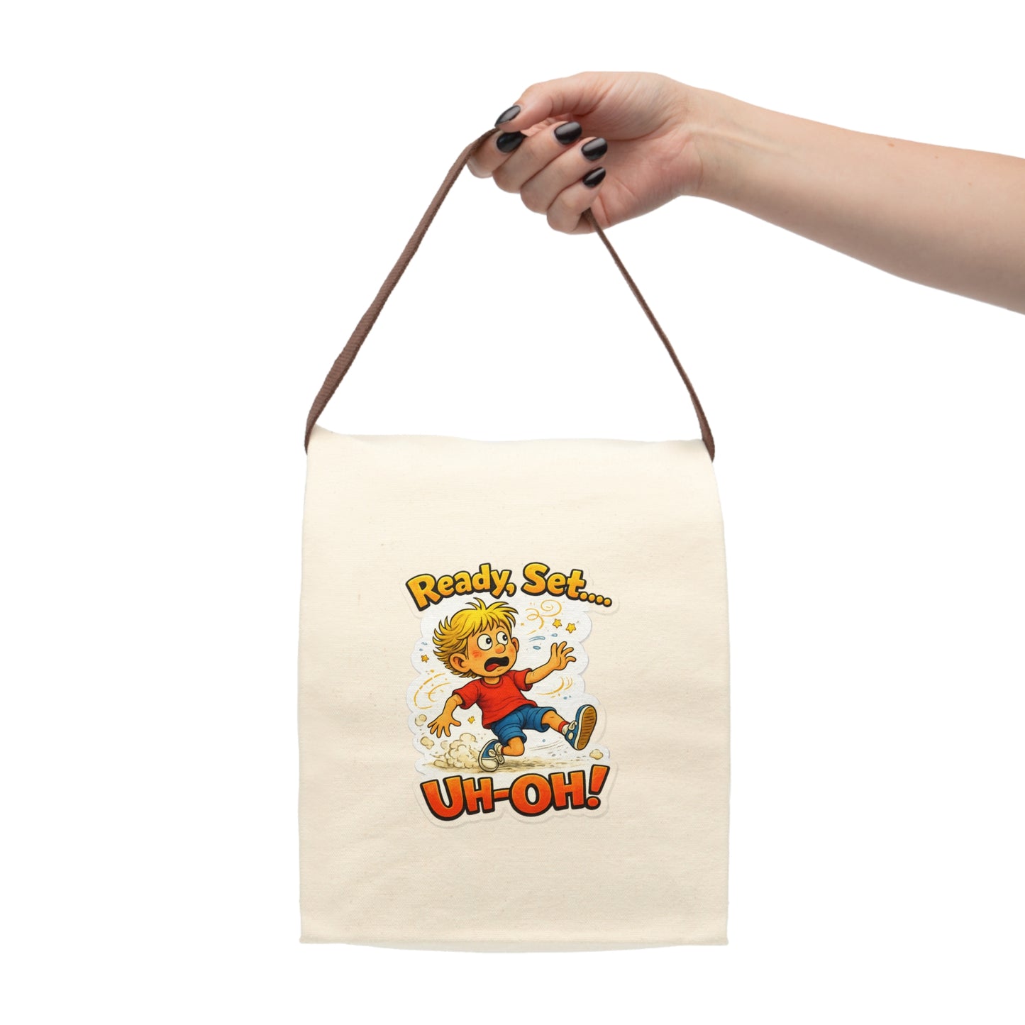 Ready, Set... Uh-Oh! Canvas Lunch Bag with Strap