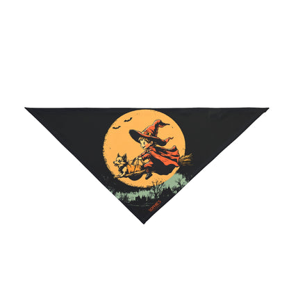 Dog Bandana - Halloween Flying Witch Design