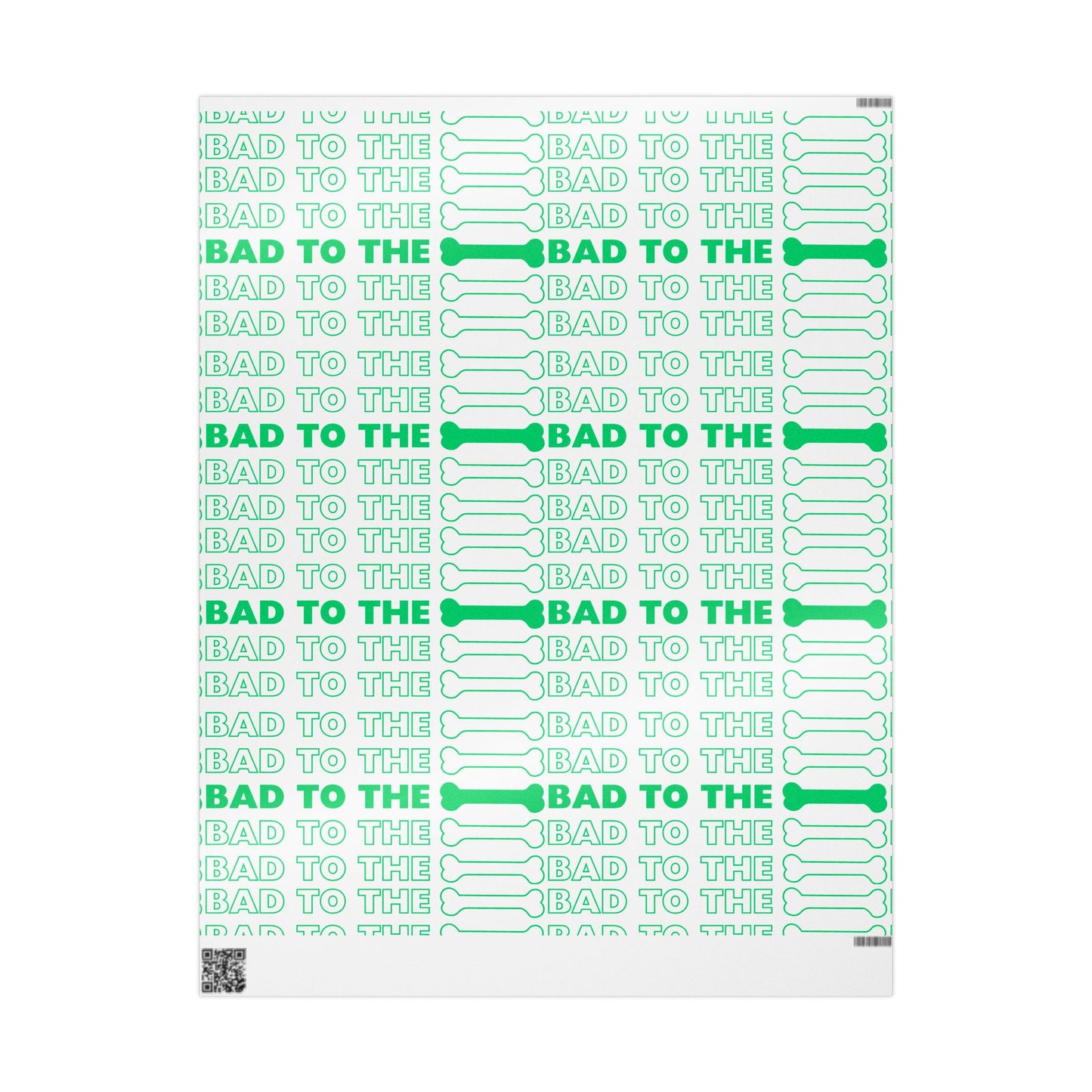 Wrapping Papers - Bad to the Bone Green on White