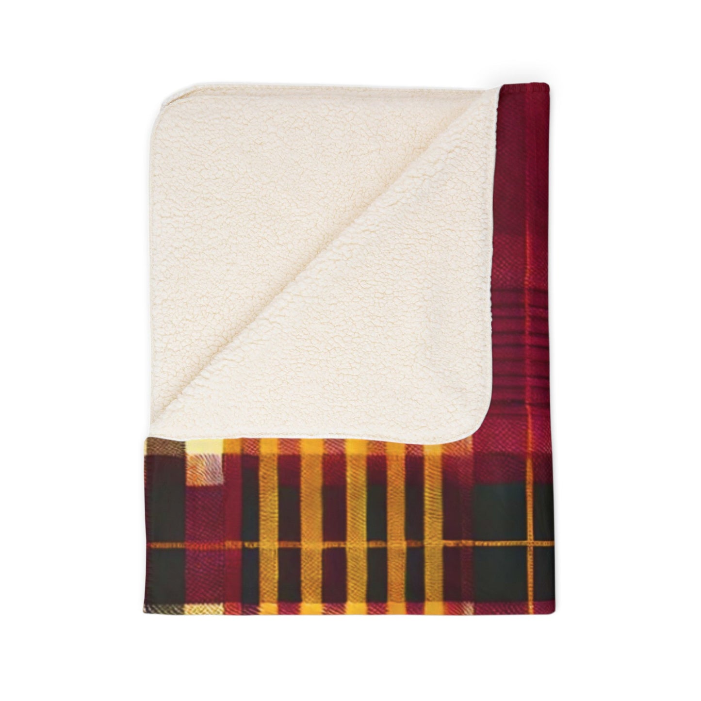 Olive Plaid Fleece Sherpa Blanket