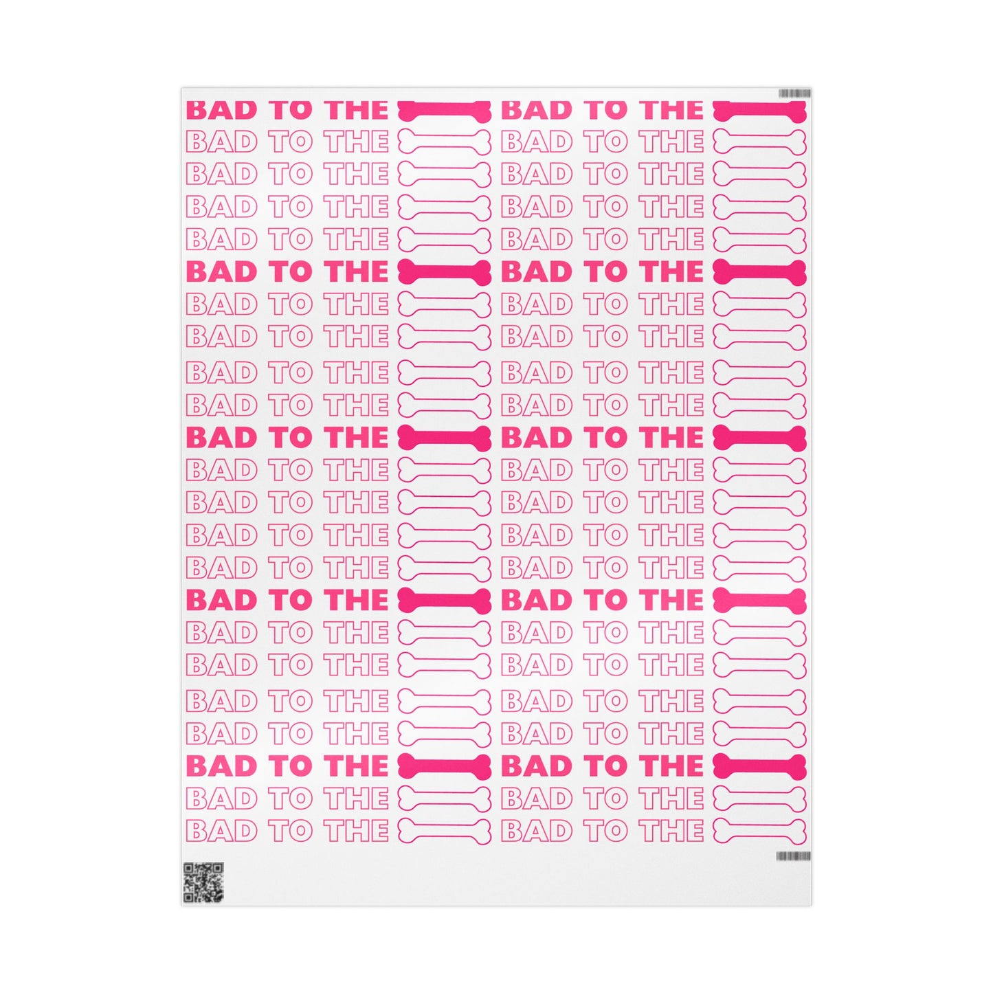 Wrapping Paper - Bad to the Bone Pink on White