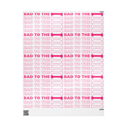 Wrapping Paper - Bad to the Bone Pink on White