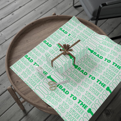 Wrapping Papers - Bad to the Bone Green on White