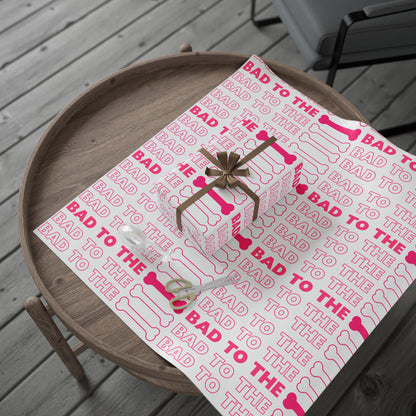 Wrapping Paper - Bad to the Bone Pink on White